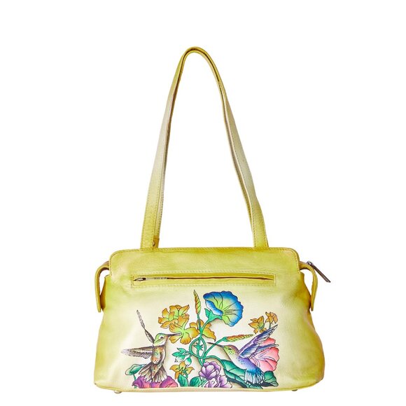 Hand-Painted Leather Leamon Yellow Shoulder Bag for Women – Sling Tote Bag - Picture 2 of 7